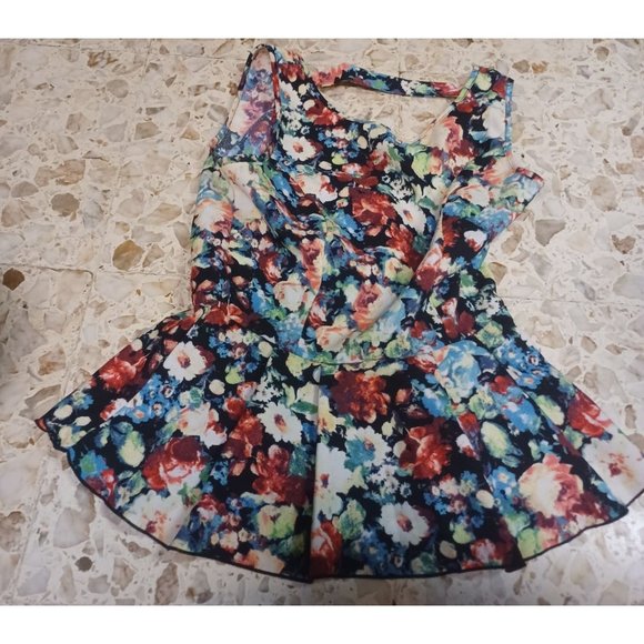 A'Gaci Women's Summer Top Low Back Sleeveless Small Floral - Picture 1 of 3